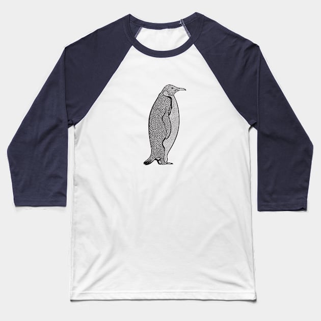 Emperor Penguin Ink Art - on light colors Baseball T-Shirt by Green Paladin